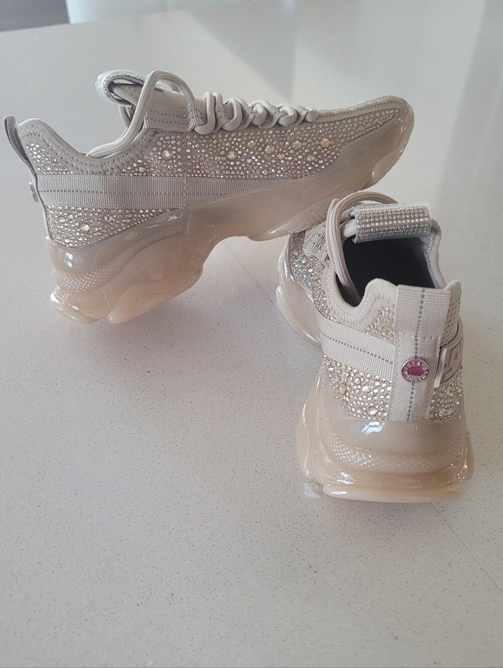 Steve Madden Maxima Beige ( Blush) Rhinestones  Sneakers
